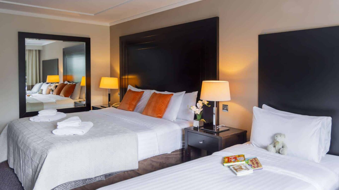 Family bedroom double and two single beds at Shamrock Lodge Hotel Athlone